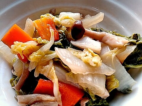 白菜といろいろ野菜の、あっと言う間に中華風レンジ煮